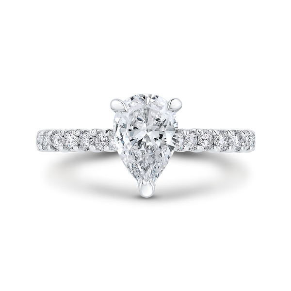14K White Gold Pear Diamond Engagement Ring (Semi-Mount) - John Thomas Jewelers.