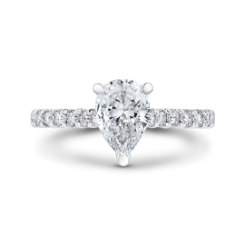 14K White Gold Pear Diamond Engagement Ring (Semi-Mount) - John Thomas Jewelers.