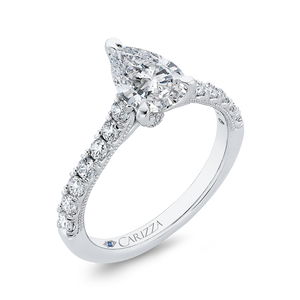 14K White Gold Pear Diamond Engagement Ring (Semi-Mount) - John Thomas Jewelers.