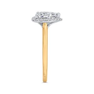 14K Two-Tone Gold Pear Diamond Halo Engagement Ring (Semi-Mount) - John Thomas Jewelers.