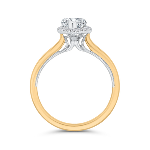 14K Two-Tone Gold Pear Diamond Halo Engagement Ring (Semi-Mount) - John Thomas Jewelers.