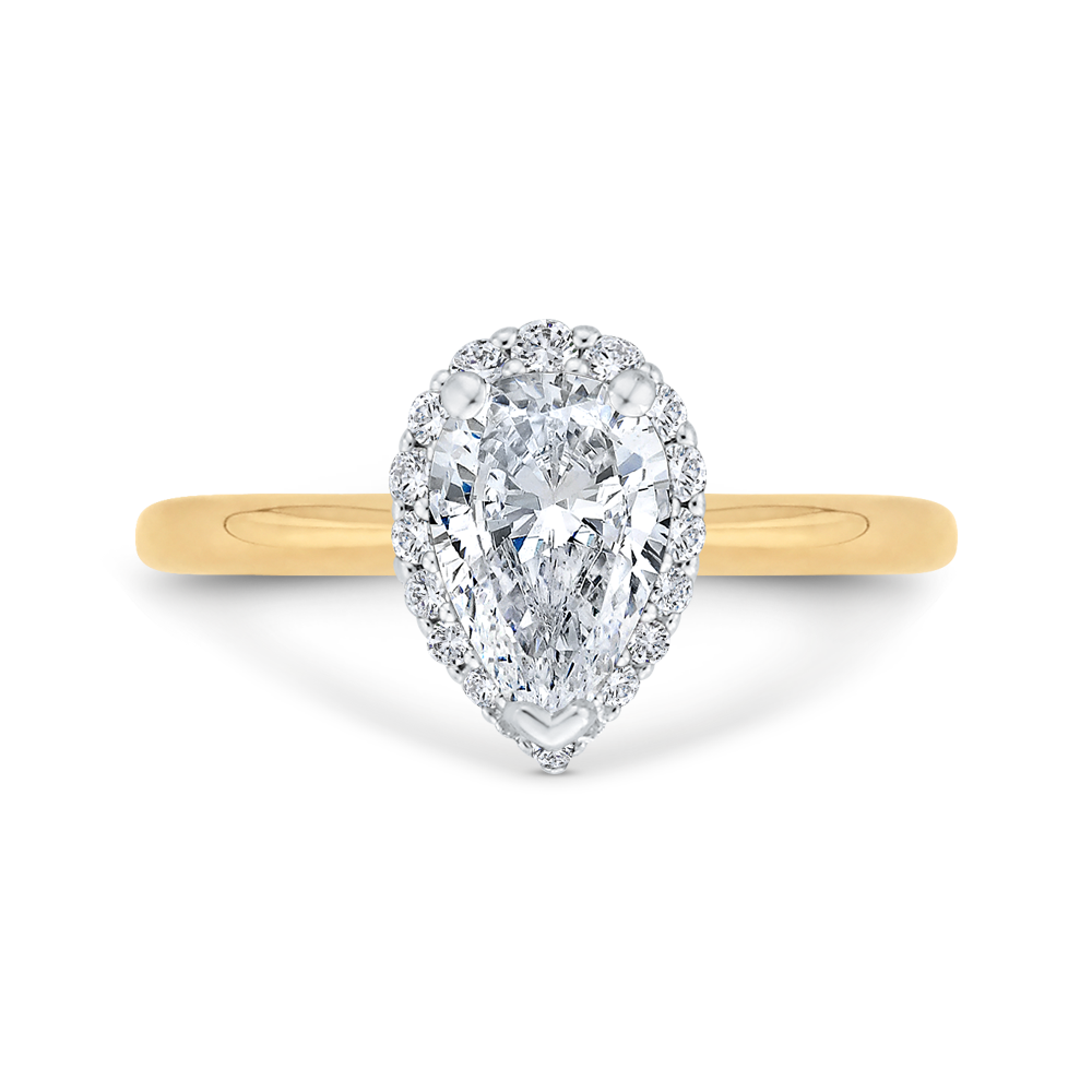 14K Two-Tone Gold Pear Diamond Halo Engagement Ring (Semi-Mount) - John Thomas Jewelers.
