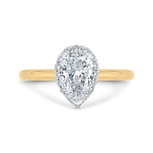 14K Two-Tone Gold Pear Diamond Halo Engagement Ring (Semi-Mount) - John Thomas Jewelers.