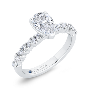 14K White Gold Pear Shape Diamond Engagement Ring (Semi-Mount) - John Thomas Jewelers.