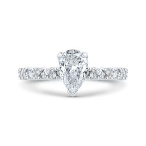 14K White Gold Pear Shape Diamond Engagement Ring (Semi-Mount) - John Thomas Jewelers.