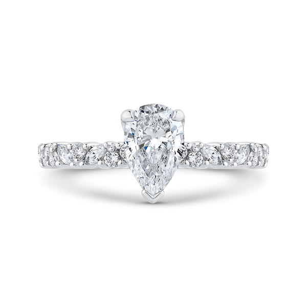 14K White Gold Pear Shape Diamond Engagement Ring (Semi-Mount) - John Thomas Jewelers.