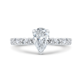 14K White Gold Pear Shape Diamond Engagement Ring (Semi-Mount) - John Thomas Jewelers.