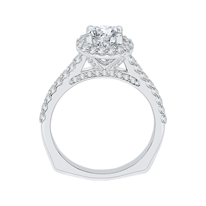 Emerald Cut Diamond Halo Engagement Ring In 14K White Gold (Semi-Mount)