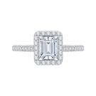 Emerald Cut Diamond Halo Engagement Ring In 14K White Gold (Semi-Mount)