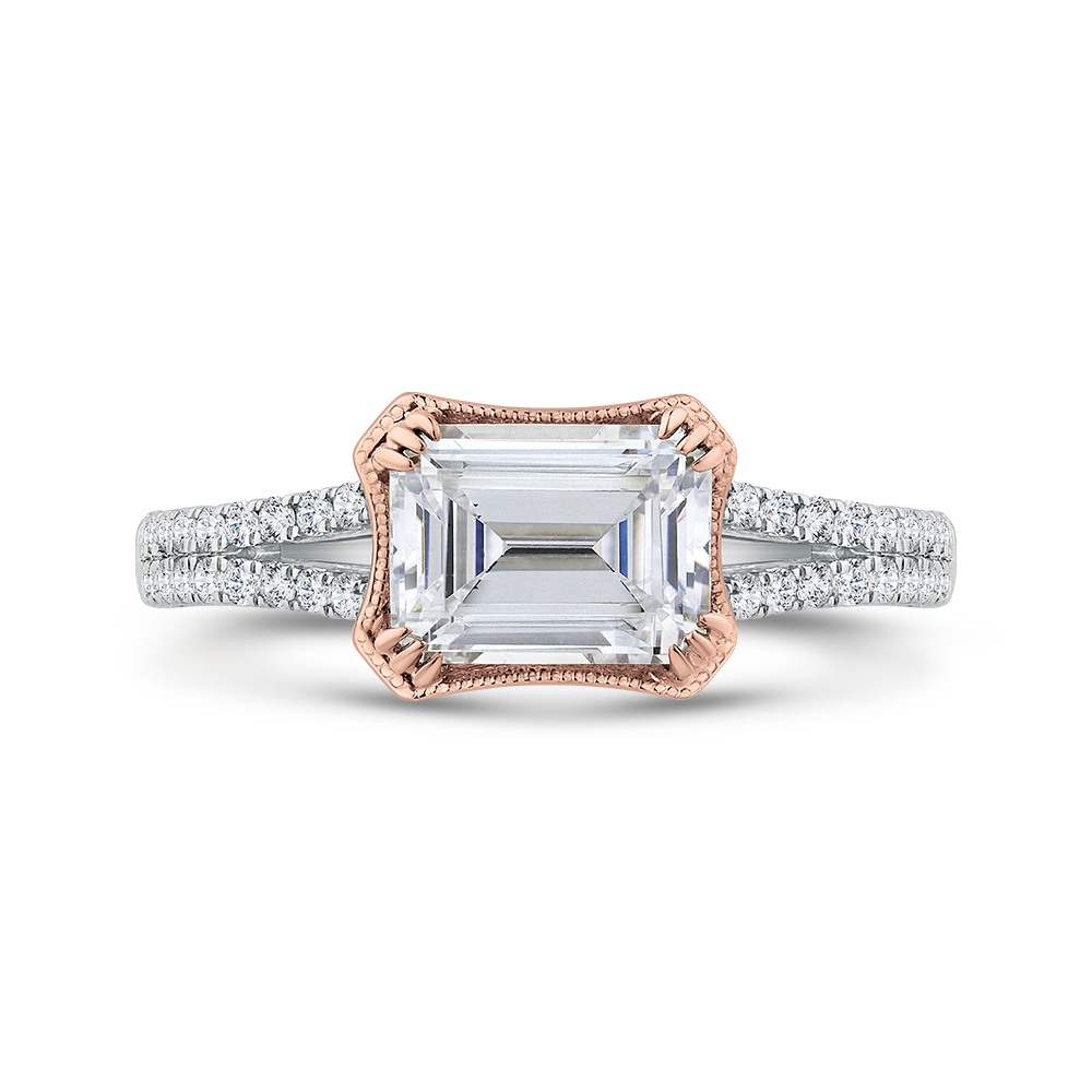 14K Two-Tone Gold Diamond Engagement Ring (Semi-Mount)