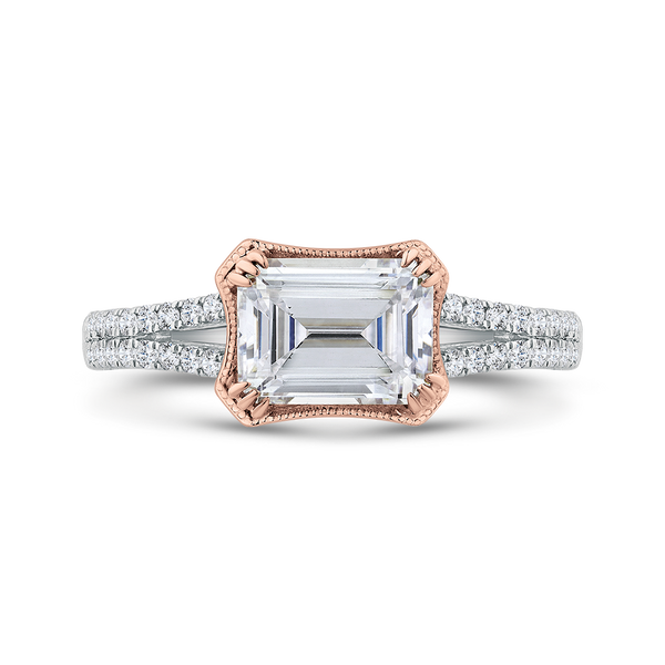 14K Two-Tone Gold Diamond Engagement Ring (Semi-Mount)