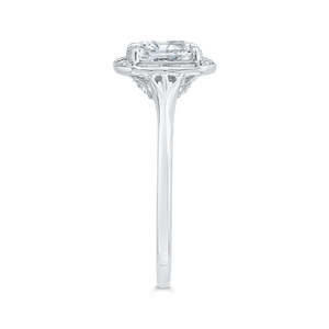 Emerald Cut Diamond Engagement Ring with Round Shank In 14K White Gold (Semi-Mount)