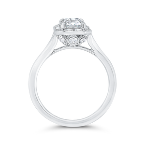 Emerald Cut Diamond Engagement Ring with Round Shank In 14K White Gold (Semi-Mount)