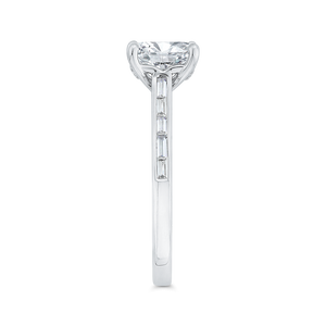 14K White Gold Emerald Cut Diamond Engagement Ring with Baguette Accents (Semi-Mount)