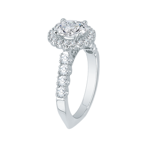 14K White Gold Oval Diamond Euro Shank Halo Engagement Ring (Semi-Mount)