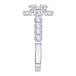 14K White Gold Oval Diamond Euro Shank Halo Engagement Ring (Semi-Mount)