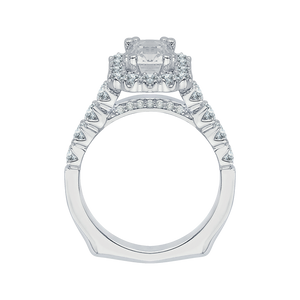 14K White Gold Oval Diamond Euro Shank Halo Engagement Ring (Semi-Mount)
