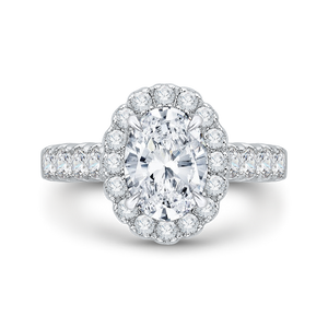 14K White Gold Oval Diamond Euro Shank Halo Engagement Ring (Semi-Mount)