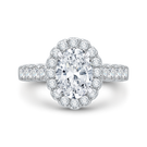 14K White Gold Oval Diamond Euro Shank Halo Engagement Ring (Semi-Mount)