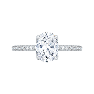 14K White Gold Oval Diamond Floral Engagement Ring (Semi-Mount)