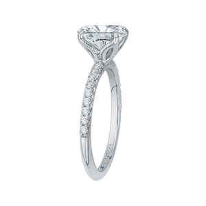14K White Gold Oval Diamond Floral Engagement Ring (Semi-Mount)