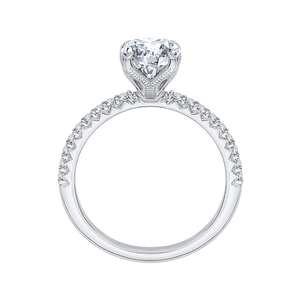 14K White Gold Oval Diamond Floral Engagement Ring (Semi-Mount)