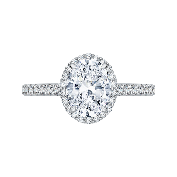 14K White Gold Oval Cut Diamond Halo Engagement Ring (Semi-Mount)