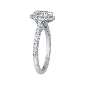 14K White Gold Oval Cut Diamond Halo Engagement Ring (Semi-Mount)