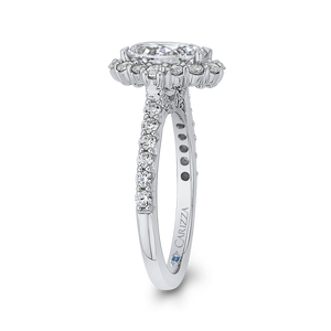 Oval 14K White Gold Diamond Halo Engagement Ring (Semi-Mount)