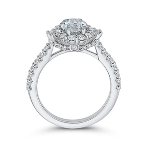 Oval 14K White Gold Diamond Halo Engagement Ring (Semi-Mount)