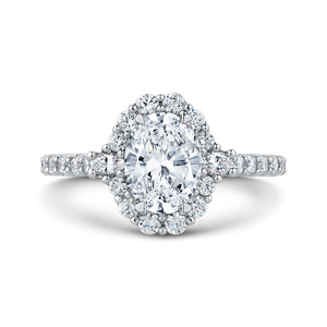 Oval 14K White Gold Diamond Halo Engagement Ring (Semi-Mount)
