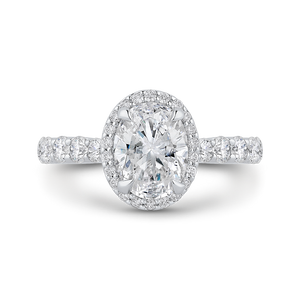Oval Diamond Halo Engagement Ring In 14K White Gold (Semi-Mount)