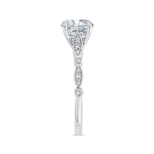 Round Engagement Ring In 14K White Gold - Diamond (Semi-Mount)