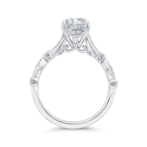 Round Engagement Ring In 14K White Gold - Diamond (Semi-Mount)