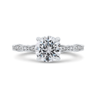 Round Engagement Ring In 14K White Gold - Diamond (Semi-Mount)