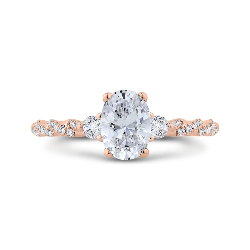14K Rose Gold Diamond Engagement Ring (Semi-Mount)