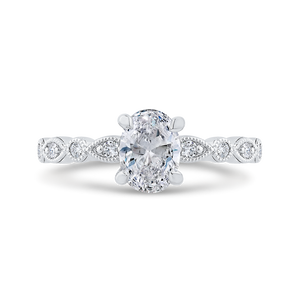 14K White Gold Diamond Milgrain Engagement Ring (Semi-Mount)