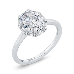 14K White Gold Oval Cut Diamond - Halo Engagement Ring (Semi-Mount)