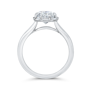 14K White Gold Oval Cut Diamond - Halo Engagement Ring (Semi-Mount)