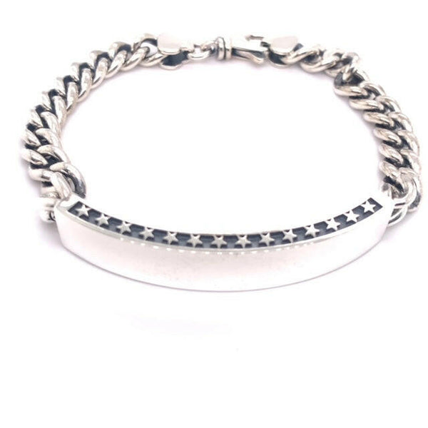 King Baby Silver Id Bracelet W/Stars - John Thomas Jewelers.