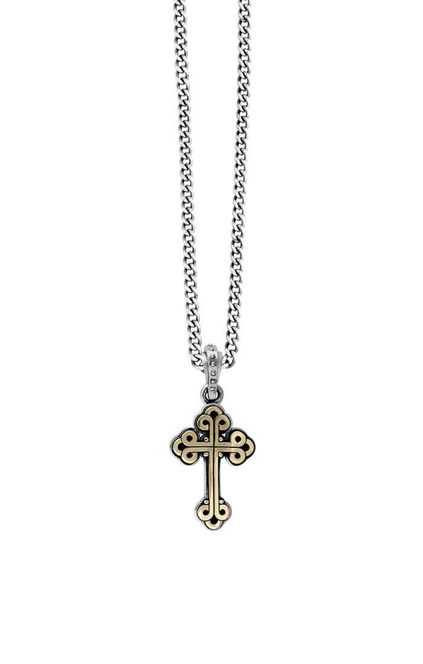 King Baby Small Alloy Traditional Cross In Silver Frame Pendant - John Thomas Jewelers.