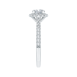 14K White Gold Round Diamond Squared Halo Engagement Ring