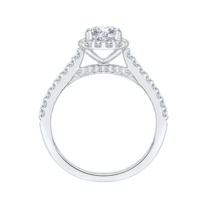 14K White Gold Round Diamond Squared Halo Engagement Ring