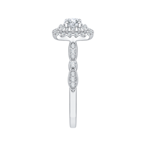 14K White Gold Round Diamond Double Halo Engagement Ring