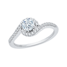 14K White Gold Round Cut Diamond Promise Engagement Ring