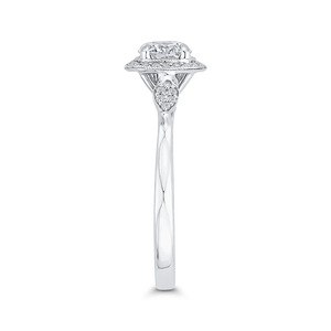 14K White Gold Round Diamond Floral Halo Engagement Ring