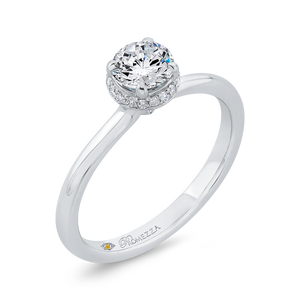 14K White Gold Round Diamond Halo Engagement Ring