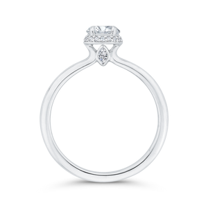 14K White Gold Round Diamond Halo Engagement Ring