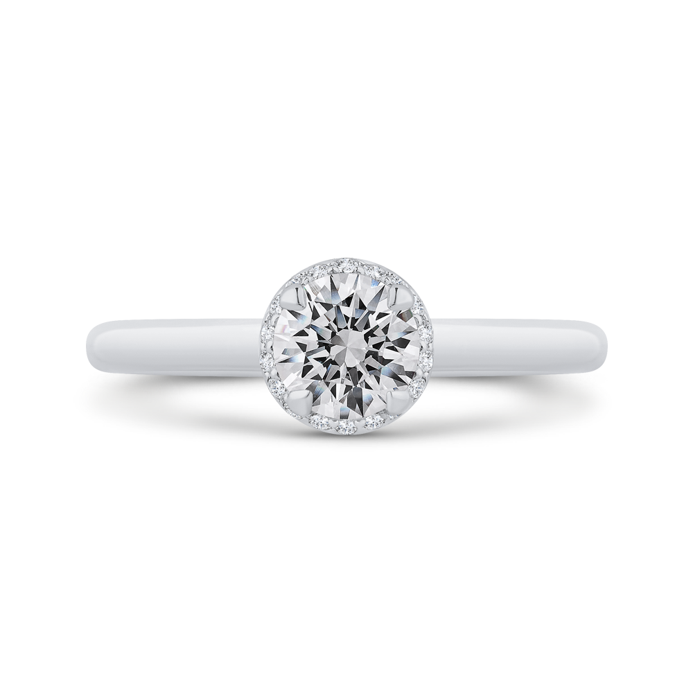 14K White Gold Round Diamond Halo Engagement Ring