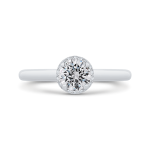 14K White Gold Round Diamond Halo Engagement Ring